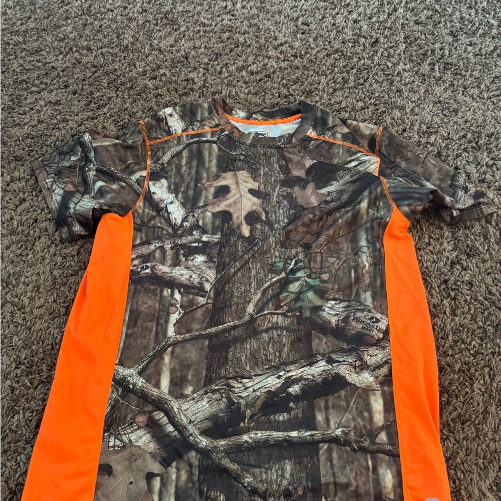 Camo and Orange Short Sleeve Shirt